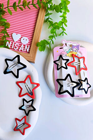 4 Adet Büyük Yıldız Çıt çıt Toka Seti (2 Adet 6 cm , 2 Adet 4 cm Yıldız Çıt Çıt Toka )