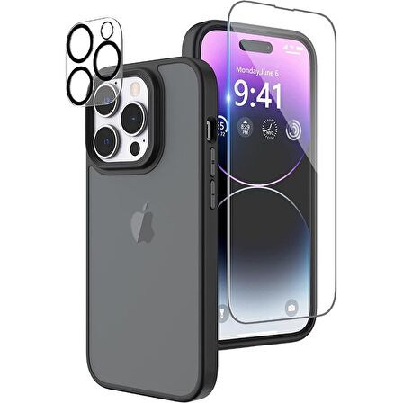 Gpack Apple iPhone 13 Pro Max Kılıf İmpact Alpin Mat Buzlu Kapak  Nano Ekran Koruyucu  Kamera Koruyucu