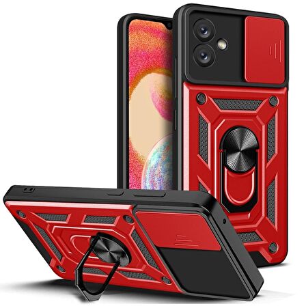 Gpack Samsung Galaxy A04E Kılıf Sert Silikon Tank Aramid Sürgülü Vega Yüzüklü
