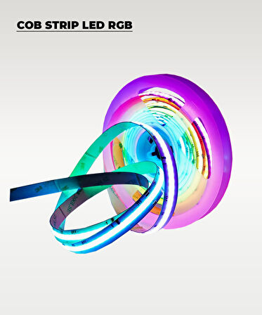 12V COB Şerit Led RGB  - Kumandalı - Metrede 360 Led - 5 Metre