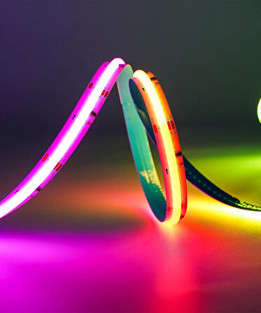 12V COB Şerit Led RGB  - Kumandalı - Metrede 360 Led - 5 Metre