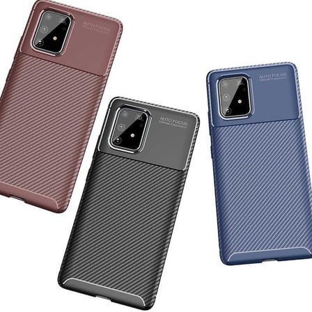 Smcase Samsung Galaxy A91 Kılıf Negro Karbon Dokulu Silikon  Nano Ekran Koruyucu