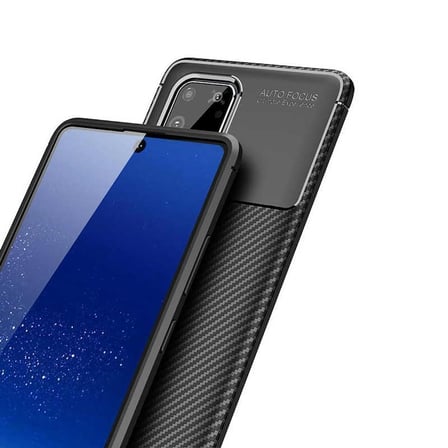 Smcase Samsung Galaxy A91 Kılıf Negro Karbon Dokulu Silikon  Nano Ekran Koruyucu