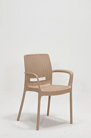 Rattan Small Lüx Camlı Cappucino Masa Takımı Bahçe&balkon 1 Camlı Masa + 4 Sandalye
