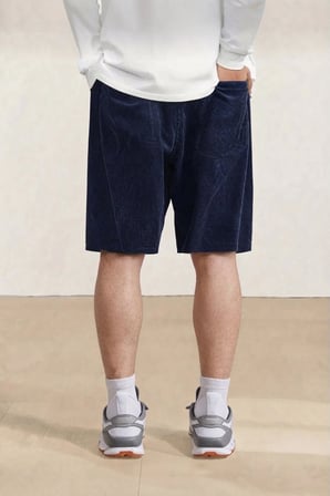 Erkek Fitilli Kadife Oversize Şort Rahat Kalıp