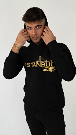 İSTANBUL MAFIA Kapşonlu Siyah Unisex Sweatshirt Hoodie Polar -XLARGE