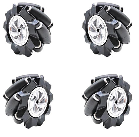 Emesrobotik 80mm Mecanum Tekerlek Seti (4 Adet-2 Sağ- 2 Sol) – TT Motor Uyumlu Kaplin Hediyeli 