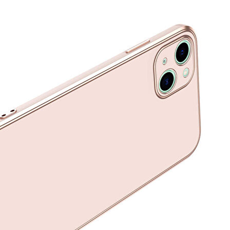 Gpack Apple iPhone 14 Kılıf Bark Parlak Silikon Renkli Kenarları Rose