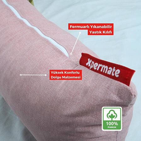 XPERMATE Sarılma Yastığı , Uyku Yastığı , Bacak Arası Yastığı Dikdörtgen 150x25x10Pembe