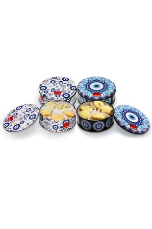 4'lü Avantaj Paketi %27 Tereyağlı Kurabiye (180 gr x 4) – Özel Tasarım 2 Mavi ve 2 Beyaz Teneke Kutu 