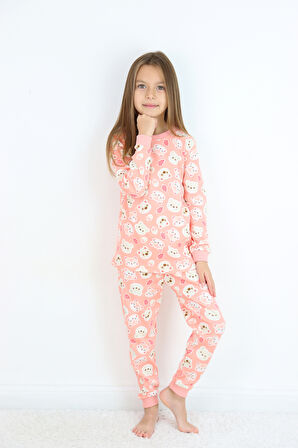 Kız Çocuk Orta Kalınlıkta Basic Baskılı Pijama Takımı