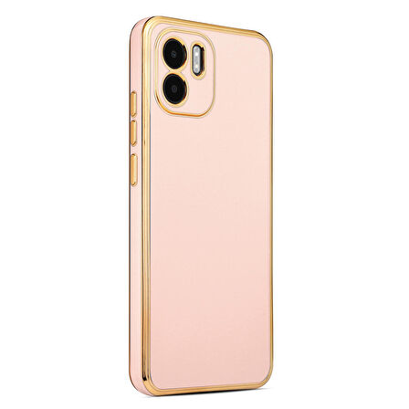 Gpack Xiaomi Redmi A1 Kılıf Bark Parlak Silikon Renkli Kenarları Rose