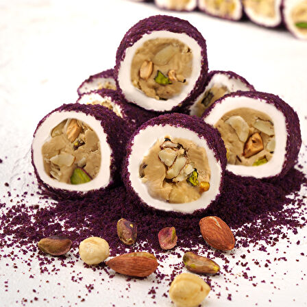 Hürrem Sultan Kadife Mor, Antep Fıstıklı, Fındıklı, Bademli Dolma Lokum 600g
