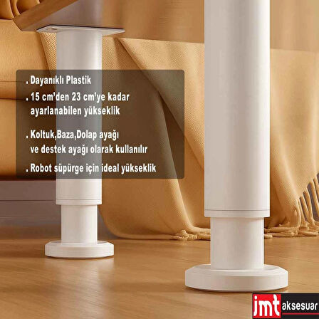 15*23 cm Ayarlanabilir (Beyaz) Destek Ayağı Mobilya Kanepe Baza Koltuk Dolap Ayağı