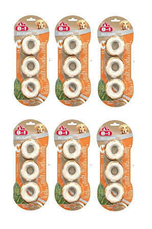 8in1 Delight Bones 3'lü Rings Tavuklu Köpek Ödülü x 6 Adet