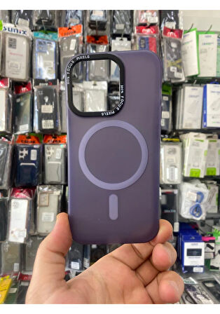 İPHONE 14 PRO UYUMLU MAT KILIF MAGNETİC MOR