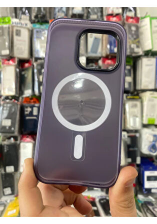 İPHONE 14 PRO UYUMLU MAT KILIF MAGNETİC MOR