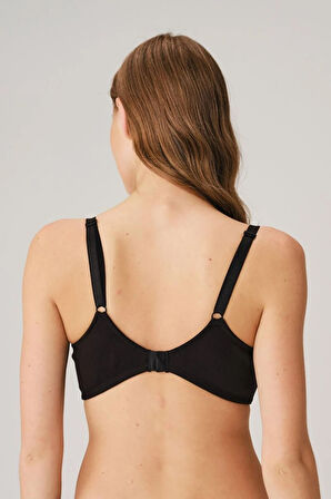Kadın Pamuklu Balensiz Siyah Desteksiz Dolgusuz Toparlayıcı Küçültücü Sütyen