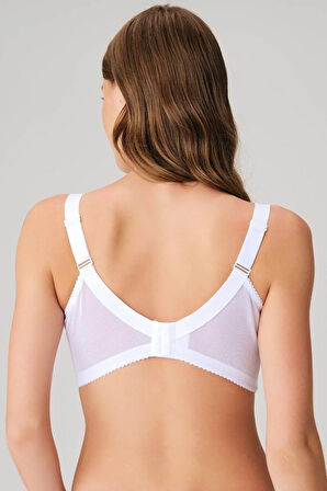 Kadın Pamuklu Balenli Beyaz Desteksiz Dolgusuz Toparlayıcı Küçültücü Sütyen