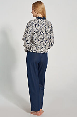 Kadın Etnik Desenli Fermuarlı Cep Detaylı Pijama Takımı