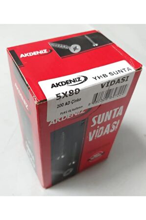 5.0x80 Sunta Vidası Çinko 200 Adet