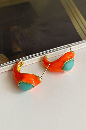 Turuncu Mavi Summer Küpe (2.5 Cm)