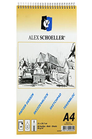 Alex Schoeller Eskiz Blok A4 Spiralli 60 Yaprak 90 Gram Dik Alx 820 090.04