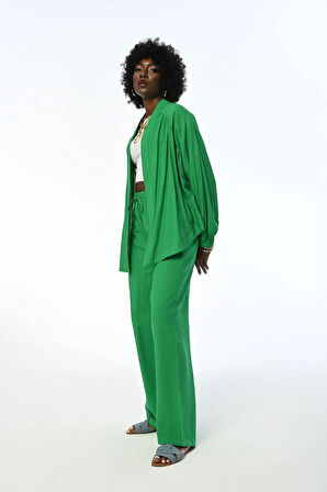 KADIN DÜZ RENK OVERSİZE KESİM KİMONO