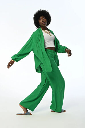 KADIN DÜZ RENK OVERSİZE KESİM KİMONO