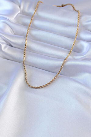 Çelik Gold Renk Burgu Model 45 cm Kadın Kolye