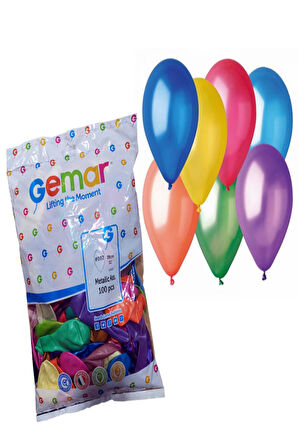 Erbay Gemar Gm110 Metalik Balon İthal 100 Lü_ Karışık Renk 82