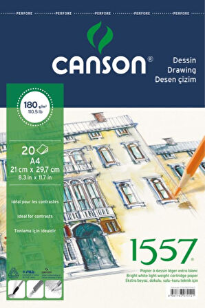 Canson 1557 A4 Üstten Spiralli Resim Ve Çizim Blok 120 Gr 20 Yaprak Fcns18020A4Us