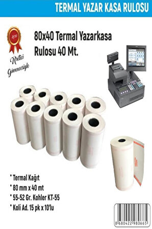 Resan 80*40 Termal Yazarkasa Rulosu 10Lu Paket