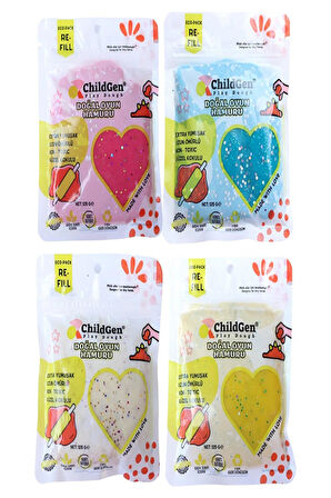 Childgen Doğal Oyun Hamuru Ecopack Glitter 4Lü Simli Set 4X125 gr