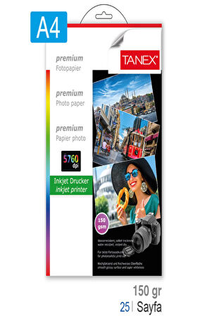 Tanex Fotoğraf Kağıdı A4 25Li 150 Gram