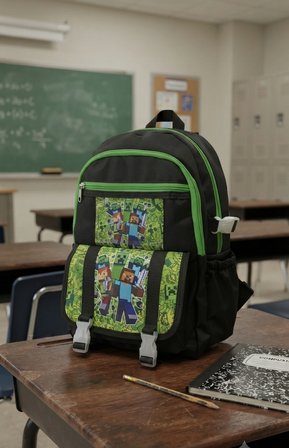 İLK OKUL ÇANTASI KAREKTER DESENLİ LAPTOP BÖLMELİ  SİYAH ERKEK İLKOKUL ORTOPEDIK  SIRT ÇANTASI 41*27*17 CM