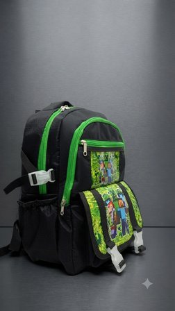 İLK OKUL ÇANTASI KAREKTER DESENLİ LAPTOP BÖLMELİ  SİYAH ERKEK İLKOKUL ORTOPEDIK  SIRT ÇANTASI 41*27*17 CM