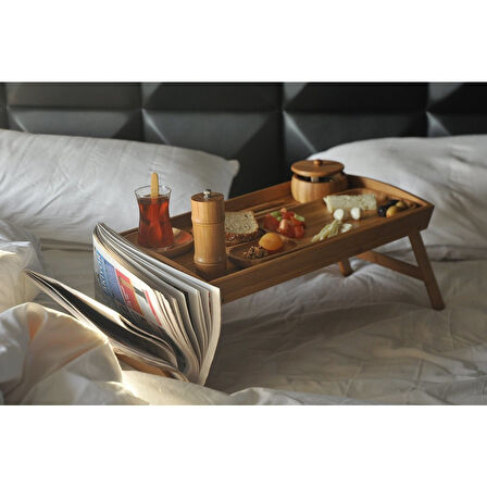 BAMBUM ROSA GAZETELİKLİ KEYİF TEPSİSİ - AYAKLI TEPSİ