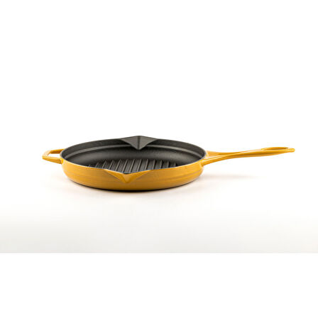 HOSSEVEN HS Y GTV 28 YUVARLAK GRİLL TAVA/KAPAK 28CM ÇİFT KULP SARI
