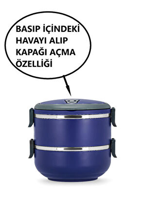 PENGUEN 6001 LACİVERT PASLANMAZ YEMEK TERMOSU 2 KATLI
