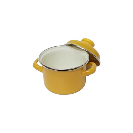 AKILLIELMA-ALEV 12 CM DERİN TENCERE EMAYE 0,90 LT SARI