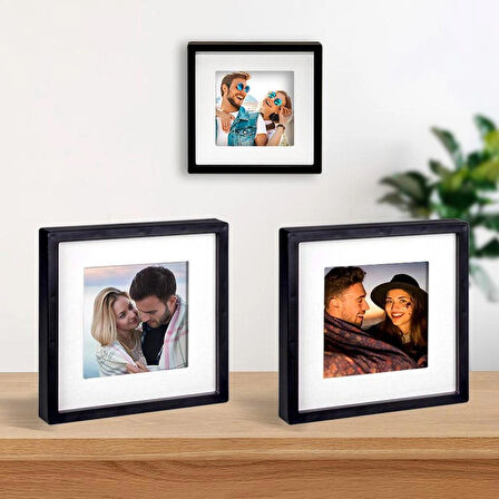 Nobbystar Yapışkanlı Sök-Tak Paspartulu Siyah 14x14cm POLA Kare Fotoğraf Çerçevesi - 3'lü Paket