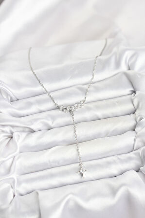 316L Çelik Zincir Gümüş Renk Yıldız Model Y Kadın Kolye