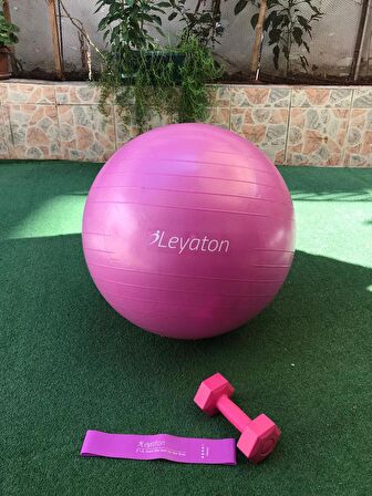 Leyaton Pilates Topu 65 Cm 1 Kg Dambıl Pilates Bandı Loop Band Pompa Hediye