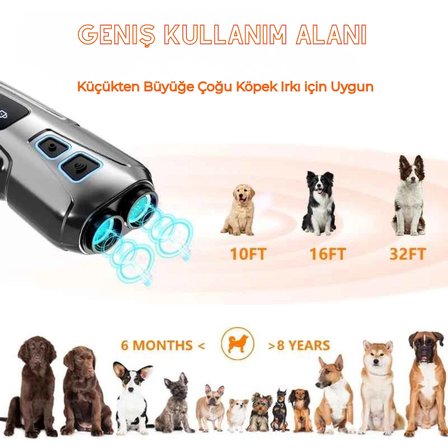 Ultrasonik Kedi Köpek Kovucu Köpek Eğitici Cihaz LED Flaşlı Şarjlı Taşınabilir Hayvan Uzaklaştırıcı