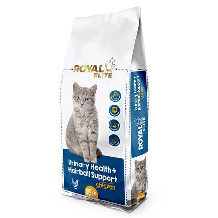 Royal Elite 15 kg Urinary Health+Hairball Support Chicken Tavuklu Yetişkin Kedi Maması Premium Mama 
