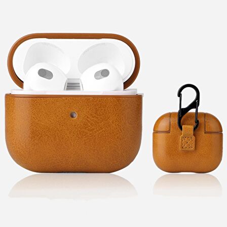 Gpack Apple Airpods 3.Nesil Kılıf Suni Deri Kancalı Silikon SF9