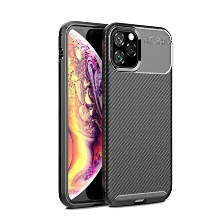Smcase iPhone 12 Pro Max Kılıf Negro Karbon Silikon  Tam Kapatan Cam