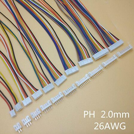  PH 2.0mm 8pin 30cm Kablolu Konnektör (Beyaz) Takım x 1 adet