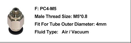 3D Yazıcı Pnömatik konnektör çelik  PC4 M5 x 1 adet